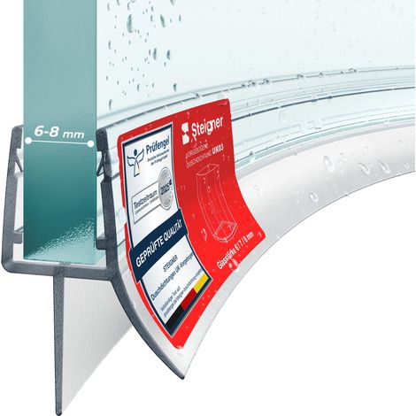 STEIGNER Duschdichtung, 40cm, Glasstärke 6/7/ 8 mm, Vorgebogene PVC Ersatzdichtung für Runddusche, UK03