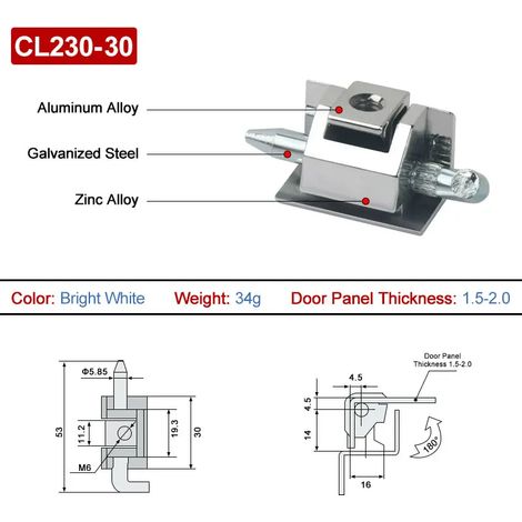 (CL230-30-LB-1.5-2-I-10PCS)CL230 Charnière de porte d'armoire électrique en acier inoxydable à goupille détachable CL211 (1/5)
