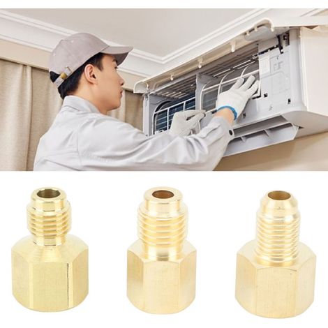 Adaptateur pour climatisation - Kit 3 adaptateurs mâle/femelle brass - Ports sae 1/4 & 5/16 ACME 1/2 - Antiruille léger 70g (1/5)