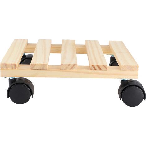 Support à roulettes pour pot de fleurs en bois, plateau mobile avec roues pour jardin (1/5)