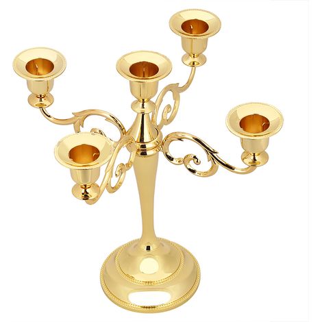 Lampadario vintage a 5 bracci in metallo, portacandele artigianale per matrimoni, feste e decorazioni per la casa.