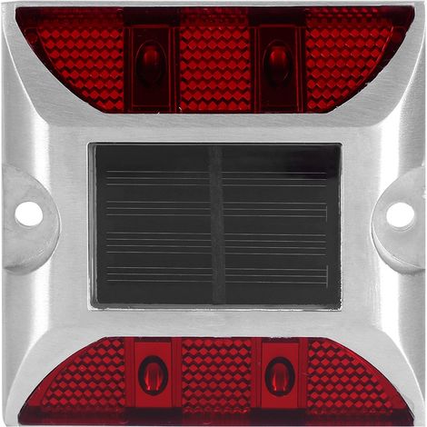 Solarleuchte für den Außenbereich mit 4 LEDs, wasserdichte Aluminiumlegierung, für Einfahrt und Wege, Rot (1/5)