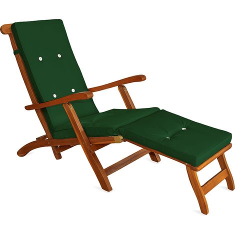 Detex Almohadilla para tumbona Cojín para sillón o reposera Lona hidrófuga y excelente sujeción Verde