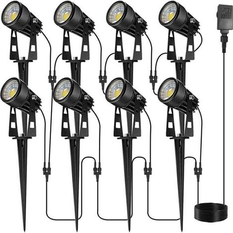 Set of 8 low-voltage outdoor LED lights with transformer, IP65 waterproof, for walkways, pool decks (1/4)