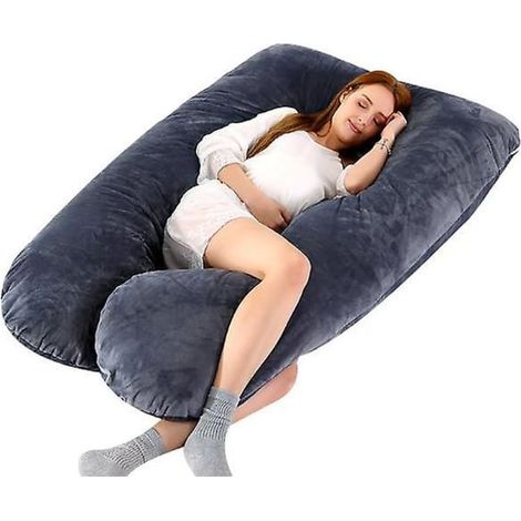 Coussin de grossesse en forme de U, coussin de grossesse pour femmes enceintes, oreiller intégral avec housse amovible, couleur cerise noire-AquaForge