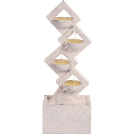 Fontana all'aperto Giardino Cascata d'acqua con luce LED Plugged Resina Beige Shegar