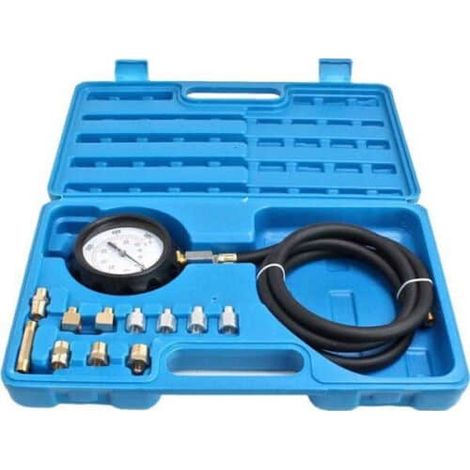KIT TESTER MISURATOE PRESSIONE OLIO MOTORE AUTO 12 PZ MANOMETRO ADATTATORI 24PT 570sa