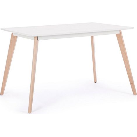 Table à manger scandinave 120x80x74 cm blanc et naturel (1/5)