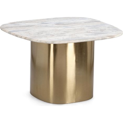 Tavolino cadmus, piano in marmo, base in acciaio da assemblare, 60 x 56