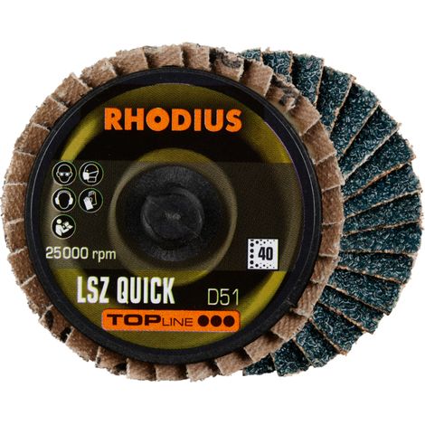 RHODIUS LSZ QUICK, 10 Stück, 51 mm, Korn 40, Lamellenschleifscheibe (1/3)