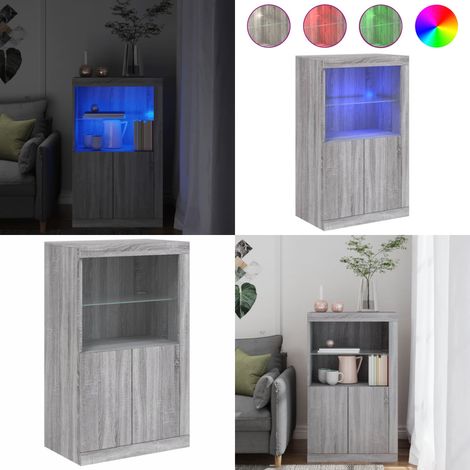 Beistellschrank mit LED-Leuchten Grau Sonoma Holzwerkstoff - Schreibtischlampe - Nachttischleuchte - Wohnzimmerstil - Beleuchtungslösung - Regalbeleuchtung - Home & Living (1/5)