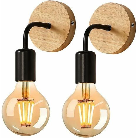 Applique murale en bois, 40 W, E27, pour chambre, couloir, salon et espaces intérieurs.-AquaForge (1/3)