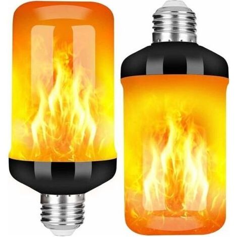 Paquete de 2 bombillas LED de llama E27, 4 modos, sensor de gravedad, adecuadas para interiores, exteriores, bares y fiestas. (1/4)