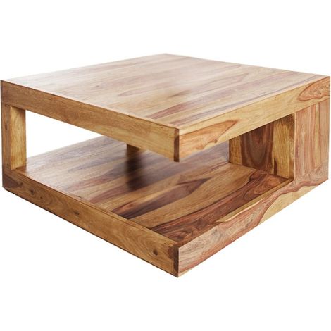 Beistelltisch GRADI 80 cm aus massivem Sheeshamholz – Quadratischer Couchtisch mit Stauraum
