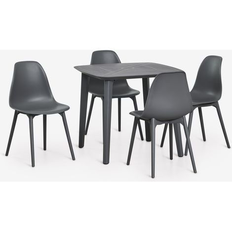 Set da tavolo quadrato 85x85 cm e 4 sedie da giardino in polipropilene Scand SKLUM