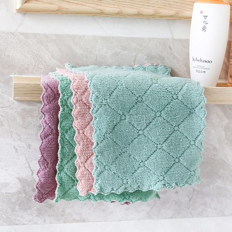 20 panni da cucina bicolore - Panni multifunzionali - Panni per la pulizia della cucina - Panni da cucina per i pigri - Tessuto in pile di corallo - Olio (1/5)