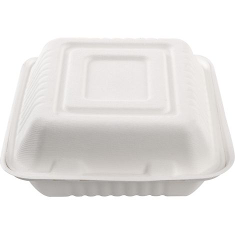 Boîte repas blanche à 2 compartiments en canne à sucre SANS PFAS 1000 ml - 500 unités - Betik