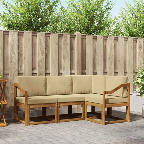 vidaXL Outdoor-Sofagarnitur mit Kissen 4 pcs Natur und Beige (1/5)