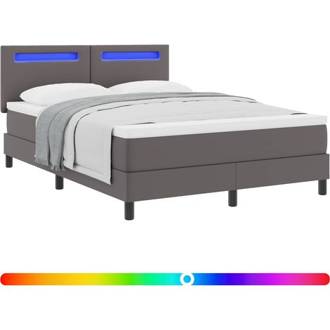 Maison Exclusive - Letto a molle con materasso Grigio 160 x 200 cm Pelle sintetica (1/5)