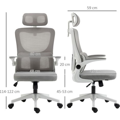 Fauteuil de bureau pivotant 360° appui-tête soutien lombaire hauteur réglable, gris (1/4)