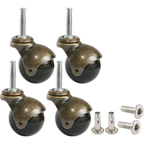 Juego de 4 ruedas para muebles - Ruedas de transporte - 50 mm - Rueda giratoria - Capacidad de carga de 30 kg - Altura 64 mm (1/5)