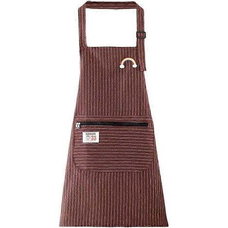 Tablier de jardin sans manches style japonais, poche zippée, bretelles réglables, imperméable et résistant à l'huile (1 pièce). (1/5)