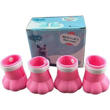 Krallenschutz für Katzen und Hunde, Silikon-Badekappe, rosa, Größe L