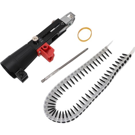 Cloueuse automatique pour perceuse pneumatique, adaptateur de chaîne, kit d'accessoires pour perceuse électrique pour cloisons sèches, panneaux de bois et plafonds. (1/5)