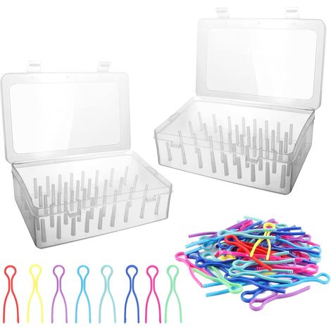 2 Pcs Boîte de Rangement en Fil de Couture,42 Bobines de Fil à Coudre Boîte à Coudre Bobines Rangement avec 24 Supports de Bobine Boîte pour Petites Bobines de Fil (1/5)