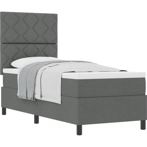 Box Spring Bed with Headboard Dark Grey 80 x 200 cm Fabric vidaXL (1/5)