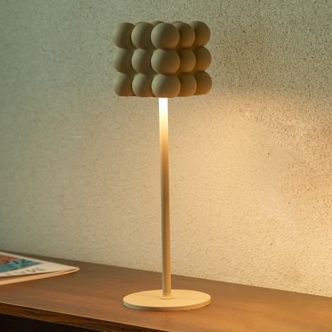 DILUMEN LED Dimmbare Akku Tischlampe Kabellos Touch Akkubetrieben Tischleuchte,Höhenverstellbar 3000K/6000K 2 Farbtemperaturen Tischleuchte mit USB-C,für Cremefarbenen Stil,Beige,1Pcs (1/5)
