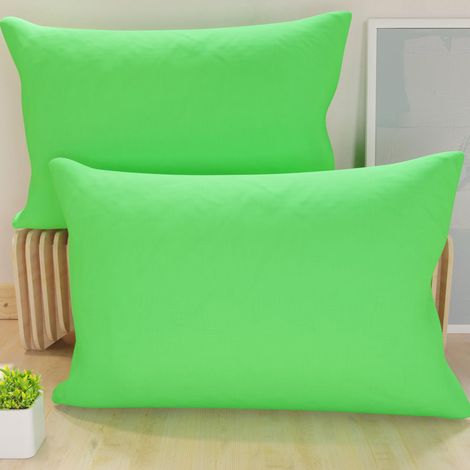 Lot de 2 Taies d'oreiller de Lit 80x50 cm, Housses de Coussin Unies Couleur Vert Pomme, Taie Oreiller 100% Microfibre Hypoallergénique