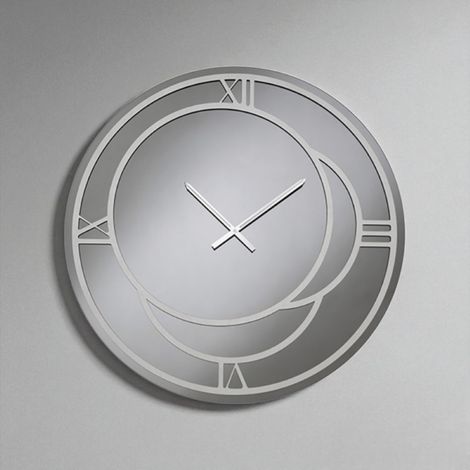 Orologio rotondo D80 cm in cristallo Fume' e dettagli Argento CAIUS (1/3)
