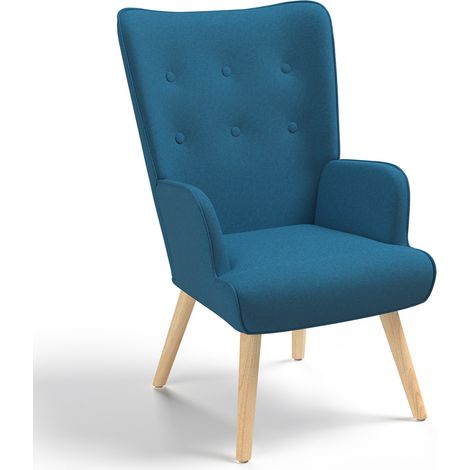 Poltrona scandinava IVAR in tessuto blu anatra (1/5)