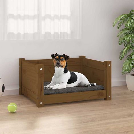 vidaXL Cama para perros madera maciza pino marrón miel 55,5x45,5x28 cm (1/5)