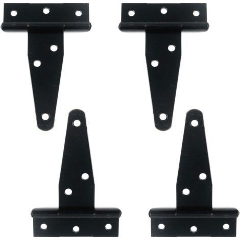 4 charnières en T décoratives pour porte, portail, armoire, abri de jardin, charnières à sangle en T, avec vis de montage, noir, longueur 3"-Chrom (1/5)