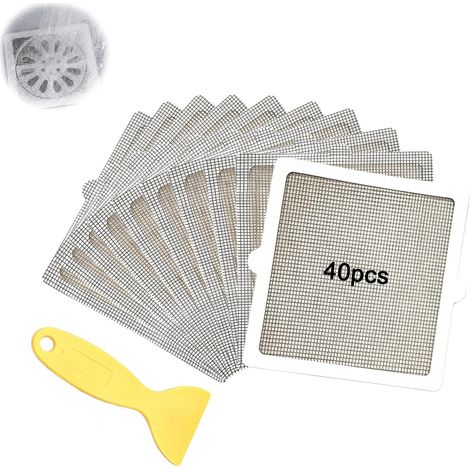 40 Adhesive Shower Filters 15 x 15 cm, Anti-Hair/Waste (1/5)