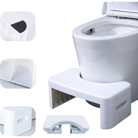 Tabouret de toilette multifonctionnel détachable, marchepied portable, adapté aux salles de bains à domicile, tabouret de toilette à la turque, pratique, compact, robuste et durable (blanc) (1/2)