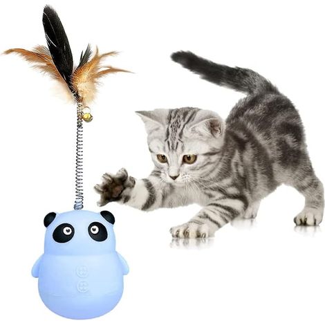 1 distributeur de croquettes interactif, balle à bascule pour chat et chien, jouet éducatif avec réglage des ouvertures, distribution lente (1/5)