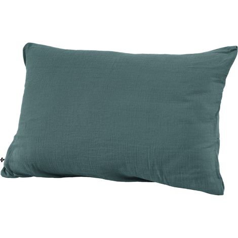 Taie d'oreiller Gaze de coton 50 x 70 cm GAIA coloris Bleu Canard
