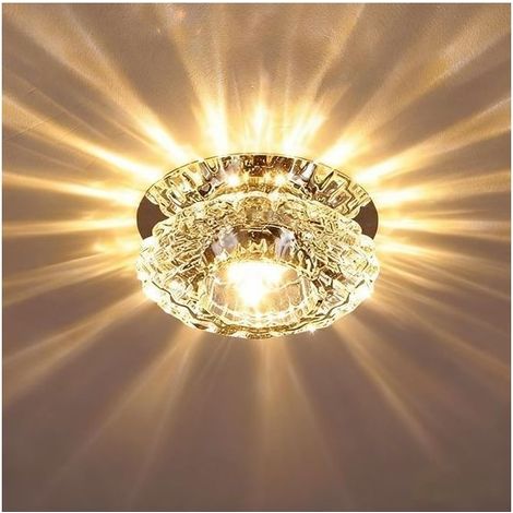 Plafonnier LED en cristal 3 W blanc chaud pour couloir et salon (1/2)