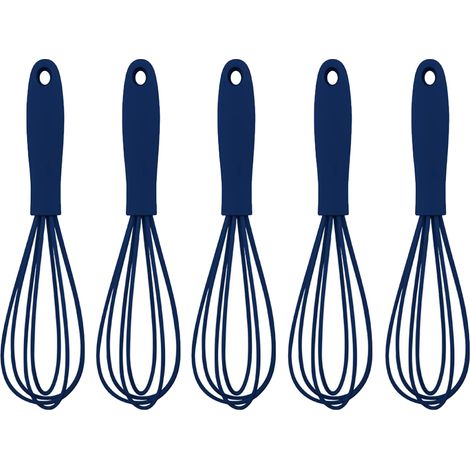 Lot de 5 fouets à œufs en acier inoxydable et silicone de 15 cm (6 pouces) - bleu foncé (1/5)