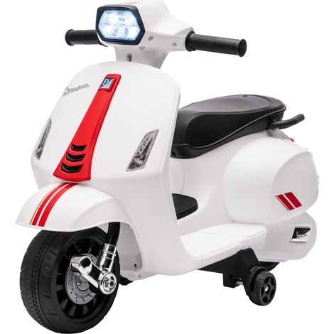 AIYAPLAY Moto Elettrica per Bambini Licenza Vespa 6V Età 2-4 Anni, Bianco