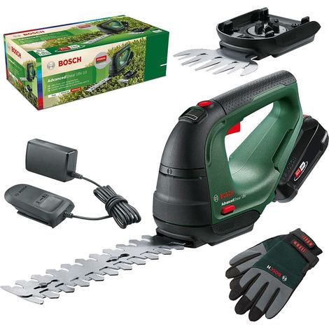 Bosch Advanced Shear 18V-10 Cordless Garden Pruner 18v Hedge Grass 2.0Ah +Gloves (1/5)
