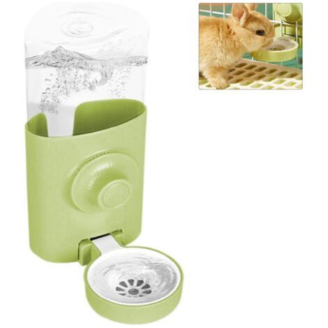 Distributeur eau lapin,600ML Suspendue biberon lapin,Automatique Anti-Goutte Biberon,Convient aux lapins, cochon d'Inde, chinchillas, hérissons et furets.(vert)- (1/5)