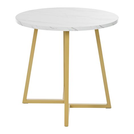 Table ronde marbre blanc doré avec structure métal moderne (1/5)