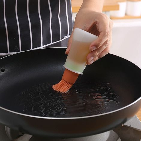 Silikonpinsel für Ölflaschen mit Verschluss, abgestufter Grillpinsel, Saucenpinsel, Butterpinsel, orange Küchenbürste (1/4)