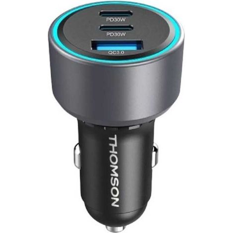 Car charger - THOMSON - 60 W - Total new generation technology - 2 USB-C - PD 30 W + USB-A - QC 3.0 - 18 W