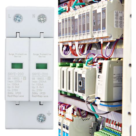 SNYE-200 Parafoudre 200 kA avec protection secondaire contre les surtensions, boîtier/armoire de distribution pour la surveillance domestique, protection secondaire 2P 275 V (1/5)
