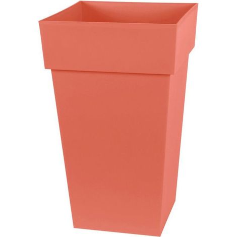 Pot de fleur haut Carré - EDA - Toscane - 39 cm - 62 L - Intérieur/Extérieur - 39 x 39 x H. 65 cm - Orange Terre Battue (1/2)